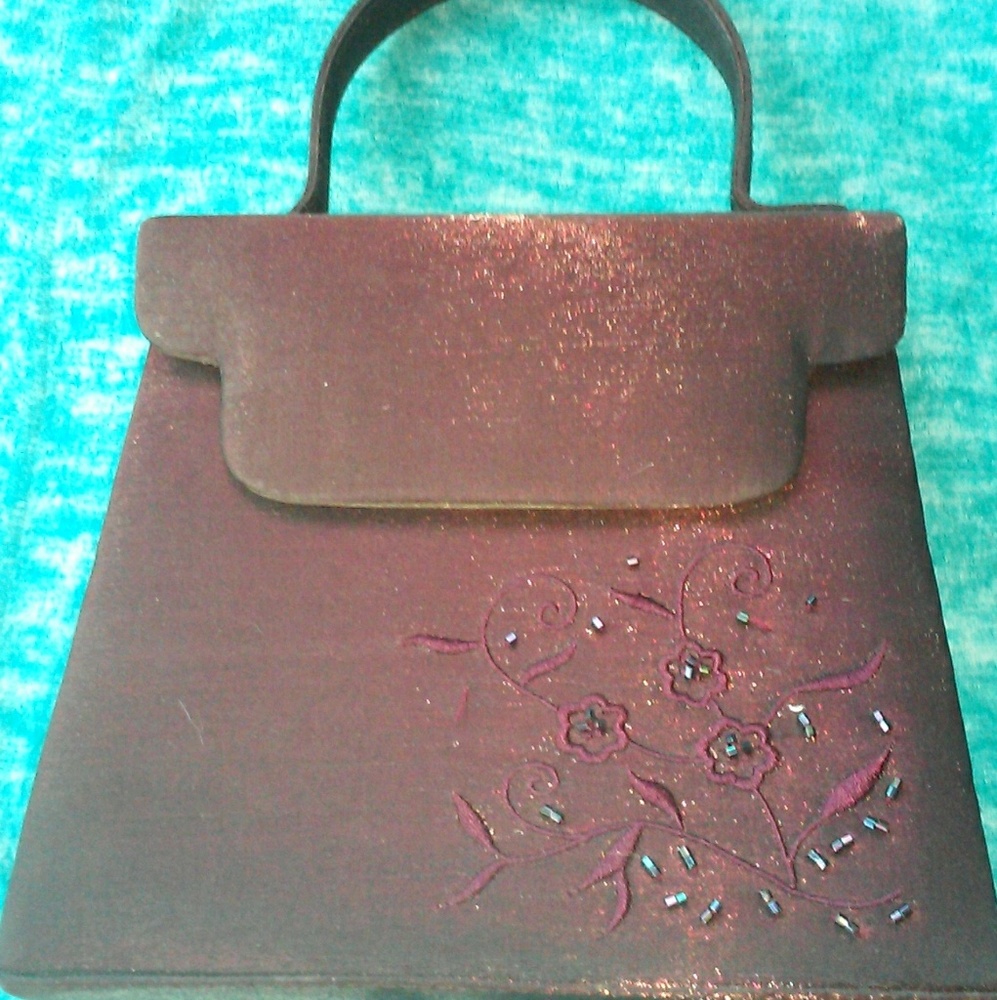 Plum Wine Satin Evening Bag